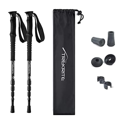 Compact Traveller’s Walking / Hiking / Trekking Poles / Sticks - 4-Section Unisex (2pc / set / pair) - Trekrite Cover