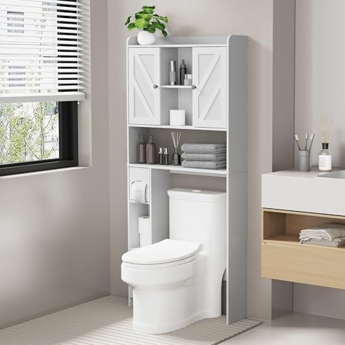GTFTAW Over The Toilet Storage Cabinet: Farmhouse Storage Cabinet Over Toilet with 2 Barn Door &...