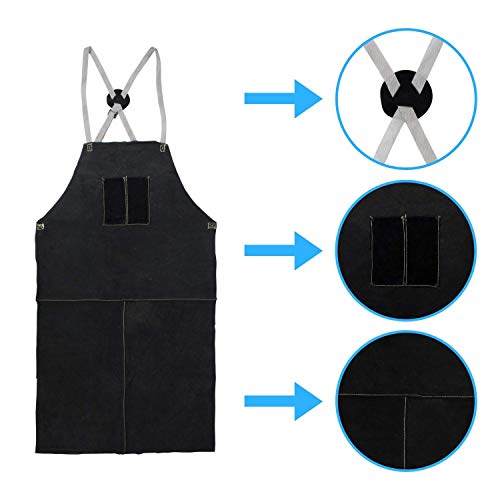 Leather Blacksmith Apron, Fire Resistant Welding/Welder Smock, 24 x 42 Inch, Large, 2