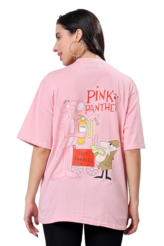 Image of TQH Women's Casual Printed Round Neck, Oversized Longline Drop Shoulder Boho Style T-Shirt
