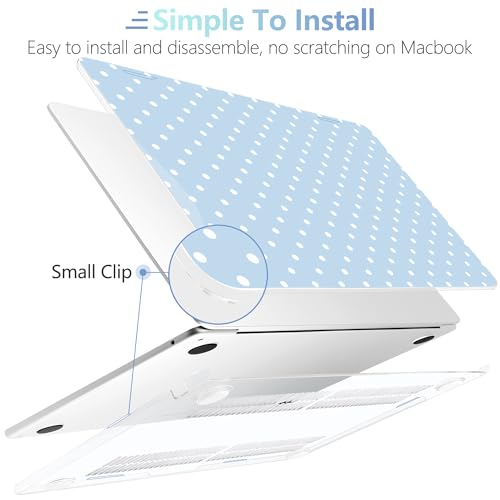 Image of MEEgoodo Case for M5 /M4 /M3 /M2 MacBook Air 13 inch 2026 2025 2024 2022, Fit Model A3449 /A3240 /A3113 /A2681, Case Compatible with MacBook Air 13.6-inch, Blue & White Polka Dots