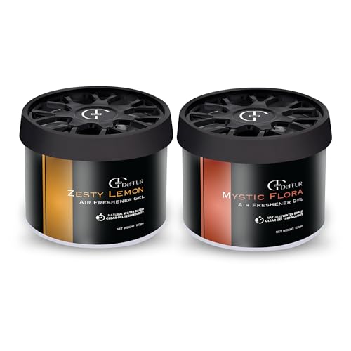 Image of Mystic Flora & Zesty Lemon Gel Car Perfume | 120g Leakproof Air Freshener | Long-Lasting 30 Days | Floral Car Fragrance | Interior Car Accessories | Pack of 2