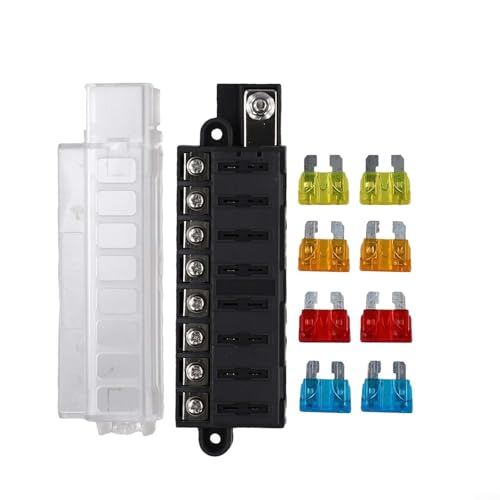 Caja de fusibles de 8 bandas, bloque de terminales positivos, 12 V, 24 V, circuito de soporte para fusibles ATO ATC, adecuado para gestionar conexiones eléctricas en coches y barcos