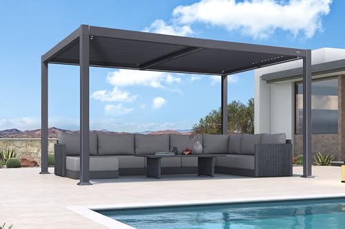 Image of PURPLE LEAF Patio Sofa 9 PCS w /Coffee Table, Powder-Coated Frame, Gray