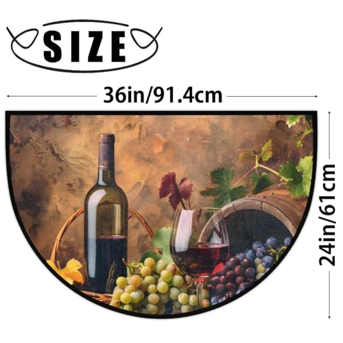 Image of Half Round Doormat Grapes Wine Fruit Non Slip Half Circle Area Rugs Indoor Washable Half Moon Rug Semi Circle Bathroom Runner Mat Entrance Floor Carpet for Kithen Bedroom Fireplace Decor