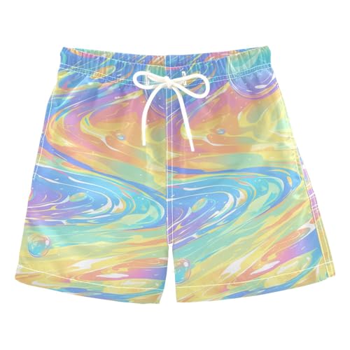 Rainbow Colorful Waves Fluid Toddler Swimming Suit Quick Dry Boys Kayaking Shorts Kids Swimwears Son's Presents 2T