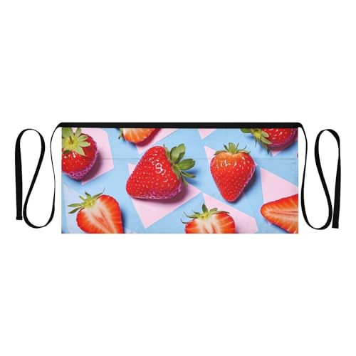 FASHON&FASCIN Server Apron with Pockets Waist Aprons Half Waitress Apron Strawberry Design for Gardening Restaurant,Multi16