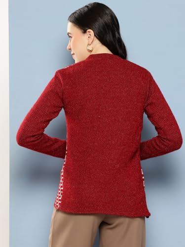 Image of Aarika Womens Winter Wear Green Colour Zig Zag Woolen Cardigan
