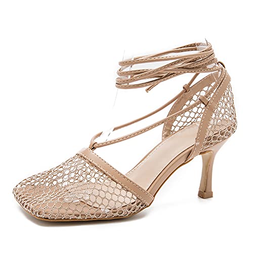 Sandales en maille à talon aiguille et bout ouvert pour femme