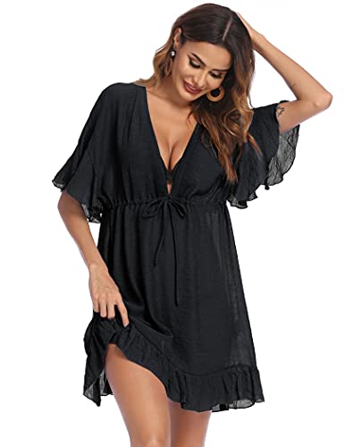 AI'MAGE Women's V-Neck Ruffle Beach Cover Up #TOP26