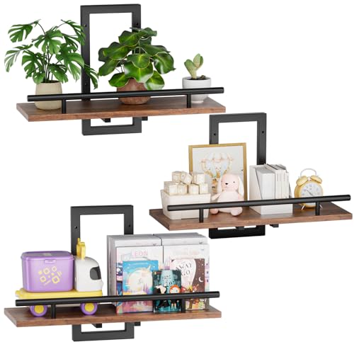 Image of Sbosbo Floating Shelves for Wall, Plant Shelf Indoor, Wall Planters for Indoor Floating Plant Shelves for Bedroom, Living Room, Kitchen, Office, Bathroom Decor (2 Pack) (Black 02, 3)