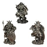 Ebros Gift Small Norse Viking Warlock Gods and Sorcerer Statue Set of 3 Norselandic Hero Warriors Decorative Figurines