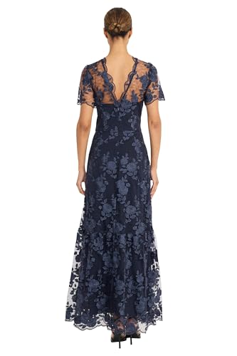 Maggy London Womens Lace Maxi Embroidered Details Trumpet Silhouette V-Back-Wedding Guest Dresses3
