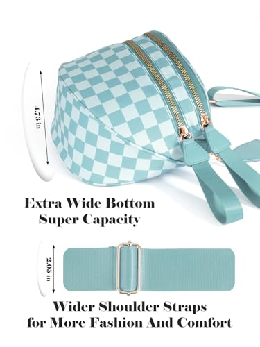 Image of Black and White Checkered Crossbody Bag Bum Bag for Women,Spacious Checkered Purse Fanny Packs Belt Bag