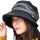 [DreamHats] キャスケット レディース (深く被れて暖かい) 秋冬 UVカット (アレンジ自由なワイヤー入りのつば) 帽子 女性用 (JP, アルファベット, XL, ブラック)