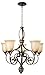 Craftmade 7527AGVM5 Up Chandeliers with Tea-Stained Glass Shades, Aged Bronze/Vintage Madera