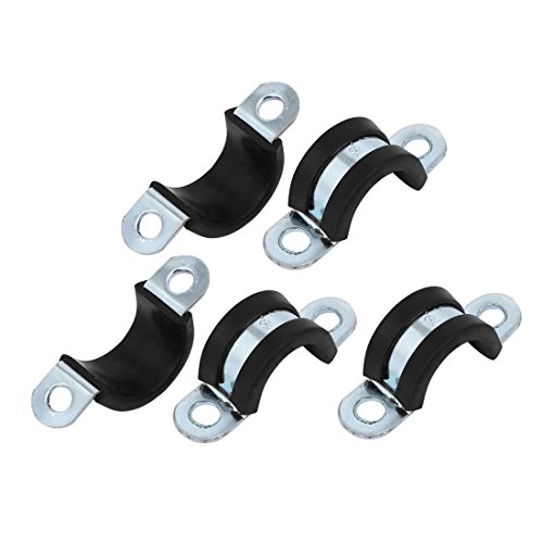 Aexit M18 EPDM Clamps Rubber Lined U Shaped Pipe Tube Strap Clamps Clips Strap Clamps Fasteners 5pcs