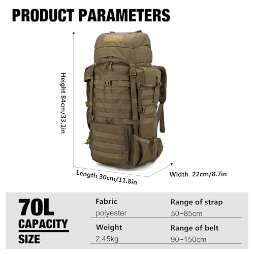 Mardingtop 70L Internal Frame Backpack for Hunting,Camping,Hiking Backpacking Backpack with Rain Cover - Image 3