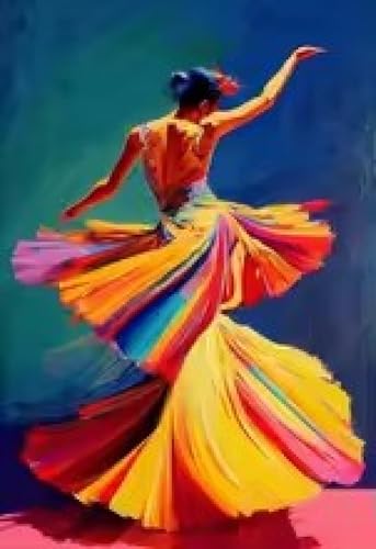 Toile murale de danseuse dynamique colorée 40x60 cm avec cadre pour salon