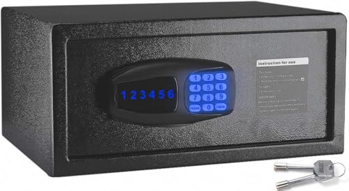 JOOSEN Hotel Safe Box 1 Cubic Feet Money Pistols Document Personal Screct Mini Small Safe Mounting On Floor Desk Digital Electric Safety Box With Keypad Override Keys
