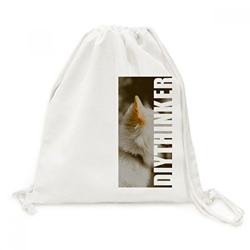 Sac cordon chien blanc en toile imprimée animaux de compagnie