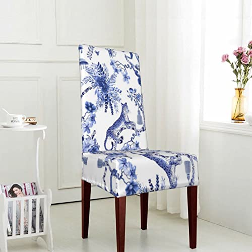 Halinny Chinese Style Powder Chinoiserie Blue And White Dining Chair Covers, Stretch Removable Washable Dining Chair Protector Slipcovers For Home, Kitchen, Party, Restaurant #TOP3