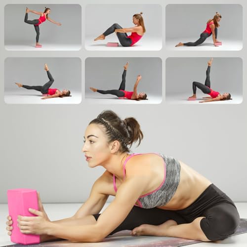 Image of Yoga Blocks 2 Pack, 9x6x3in Pilates Block, Non-Slip Foam Brick for Exercise