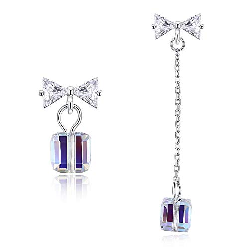 Boucles d'oreilles Argent 925 anti-allergie éclats de cristaux asymétriques