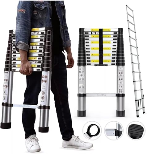 Consejos para Comprar Escaleras de Aluminio Walmart , tabla con los diez mejores. 42 KITUL Escalera Telescópica de 3.8 Metros 13 Escalones Escalera Recta de Aluminio Soporta 150 kg Plegable De retracción Multiusos Extensible Compacta y Portátil Bloqueo De...