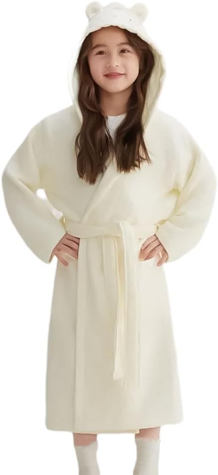 XUEMML Boys Girls Towel Bathrobe, Robe Microfibre,Hooded Toddler Soft Fuzzy Robe For Kids 3-8 Years - Image 2