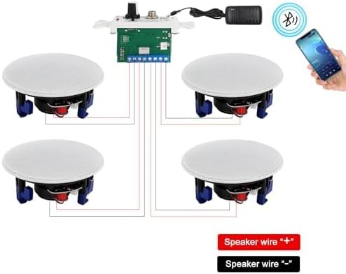Herdio Bluetooth Ceiling Speakers Wired 4 Inches 2-Way with 4 Channel Amplifier Receiver for Home Theater Living Room Office(4 Speakers) - Image 9
