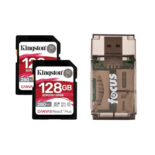 Kingston Canvas React Plus V60 UHS-II 128GB SD[J[h 280MB/b̓ǂݎ葬x (2pbN) J[h[_[toh (3ACe)