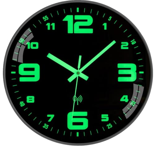 NESIFEE Wanduhr Funkuhr Leuchtend Ohne Tickgeräusche lautlos 25cm groß Vintage schwarz modern kinderzimmer Uhr Wand Wohnzimmer Einfach zu Lesen für Zimmer Zuhause KüChe Schlafzimmer Büro Schule