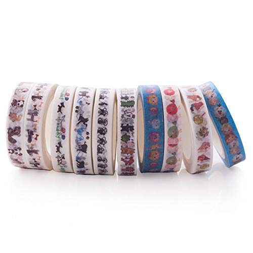 10 cintas adhesivas Washi Tape para álbumes de recortes, bricolaje, oficina, regalo, boda, color aleatorio, moda inteligente