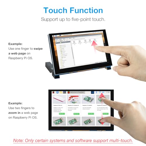 Image of Hosyond 5 Inch Touchscreen IPS MIPI DSI Display Compatible with Raspberry Pi 5 /4 /3, 800x480 Pixel Capacitive Screen Driver-Free Interface