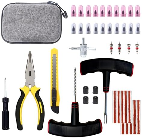 45Pcs Tire Repair Kit with Tire Plugs & Rubber Nail, Professional...