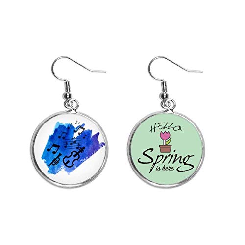 Pendientes de primavera con colgante decorativo azul y acabado artístico