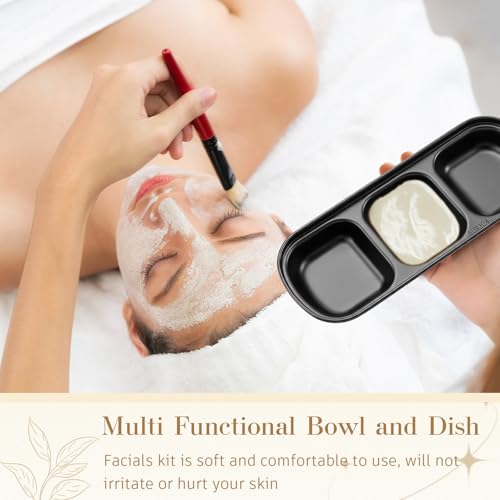 Image of 4 Pcs Esthetician Bowls Face Mask Tray Esthetician Supplies Stainless Steel Compartment Serving Tray Women Skincare Products Facial Bowl for Spa Salon Aesthetician Beauty, Nail Art (Black,Medium)