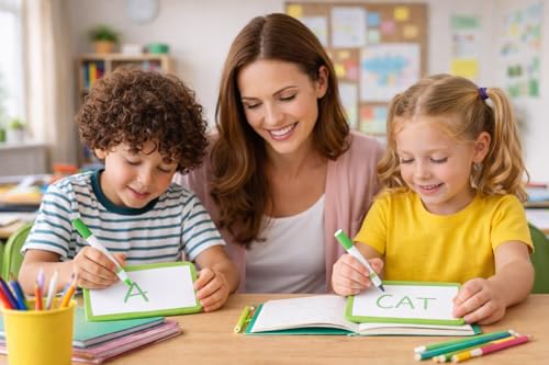 Image of YAJNAS 8x10 Inch Double Sided White Board Mini Slate for Kids Pre Writing Practice Drawing Writing Learning Board Educational Toy for Toddlers Preschool Nursery Children Reusable Whiteboard Slate