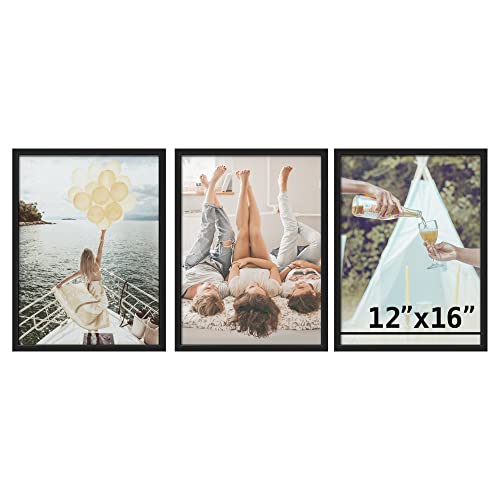SIGNLEADER Custom Framed Wall Art Gallery Print Set Collection, Choose Up to 15, Personalized Vinyl Photo Frame, Wedding, Family, Baby, Pets, Nursery for Living Room, Bedroom, Office - 12'x16'x3 BLACK