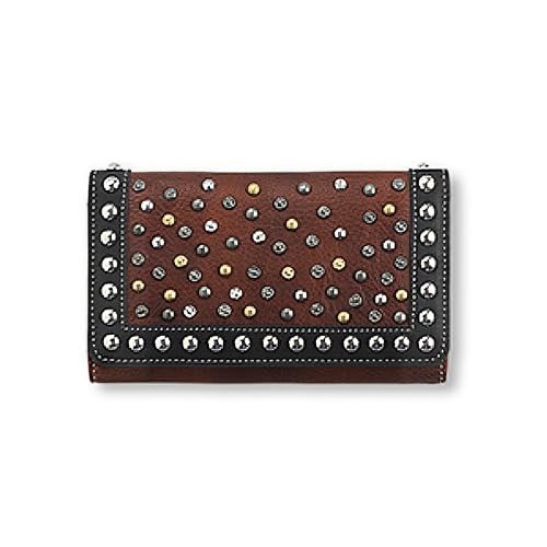 ARIAT Women's Dawn Leather Stud Accents Wallet, Brown, One Size