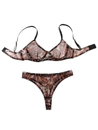 Image of Lilosy Sexy Mesh Sheer Underwire Push Up Lingerie Set Lingerie Set