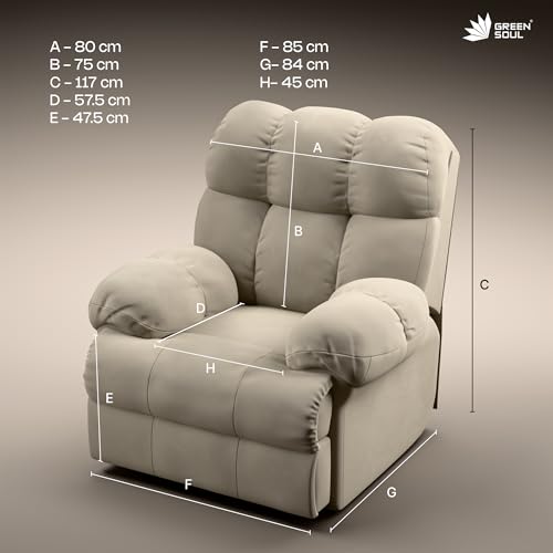 Image of Green Soul Shangri-La| Single Seater Electric Recliner Sofa with Oversized Backrest, Premium Comfort and Soft Suede Fabric | Motorized Recliner |3 Years Warranty (Beige) with Installation