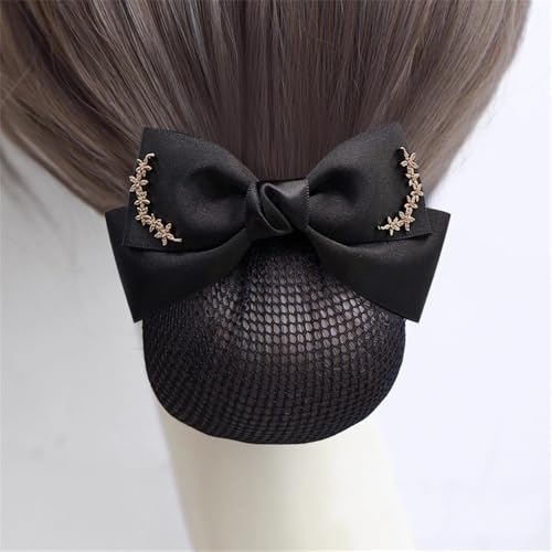 Redecilla para moño con lazo y pinza de pelo para mujer estilo 2 color 2
