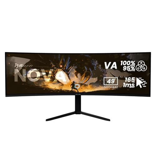 Image of Arozzi Curved Gaming Monitor Nova 49 inch VA 165Hz - Computer Monitor Ultrawide QHD 1440p - Adaptive Sync, HDR10 & Flicker Free Display - 100% sRGB Color Accuracy - PC & Console Ready - Black