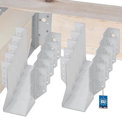 KOTARBAU® 10 x Soportes galvanizados para vigas 70 mm, Soporte para vigas tipo A, Conector de vigas resistente, Soportes de vigas de madera, Conectores de postes, Zapato de anclaje interior para vigas