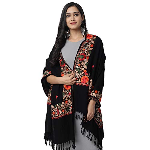 Zamour Kashmiri Embroidery Indian Shawl Stole Scarf Wrap for Wedding Parties Bridesmaid Full Size Stole2
