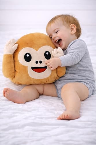 Image of Fun4you Soft Plush Toys Soft Monkey Plush Toy Pillow for Kids Cute Smiley Monkey Stuffed Animal Cushion, Super Soft Huggable Plush Pillow for Baby, Kids & Home Decor (Monkey Pillow Ear)