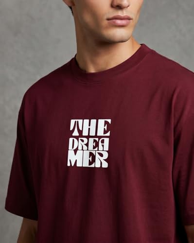 Image of Nobero Men's Oversized Graphic T-Shirt for Men | Soft Cotton | Drop Shoulder Relaxed Fit | Printed Casual Tshirt for Men