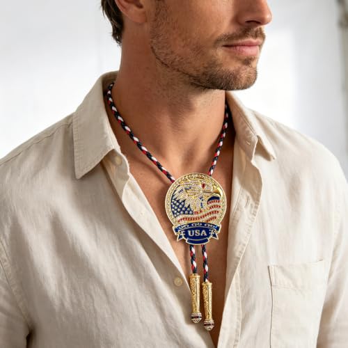 Image of GelConnie Bolo Ties for Men Women Western Cowboy Tie Mens Western Necklace Leather Necktie Gold Bolero Tie Cowboy Necklace